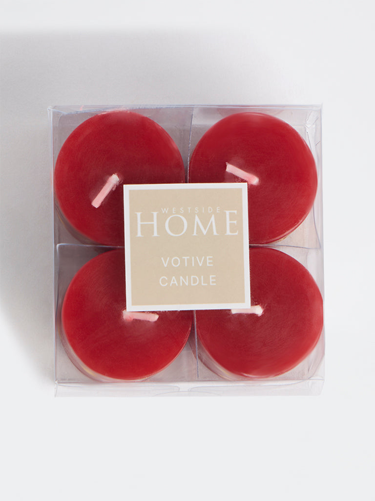 Westside Home Red Star Printed Votive Candles - Pack of 4