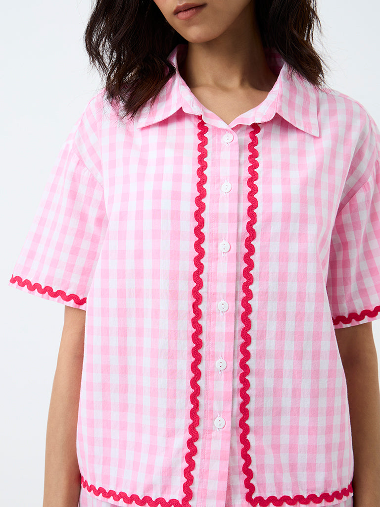 Superstar Pink Checkered Cotton Shirt
