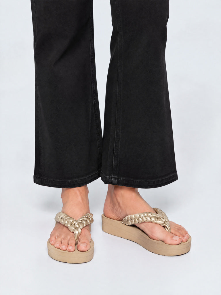 LUNA BLU Light Taupe Braided Thong-Strap Flip-Flops