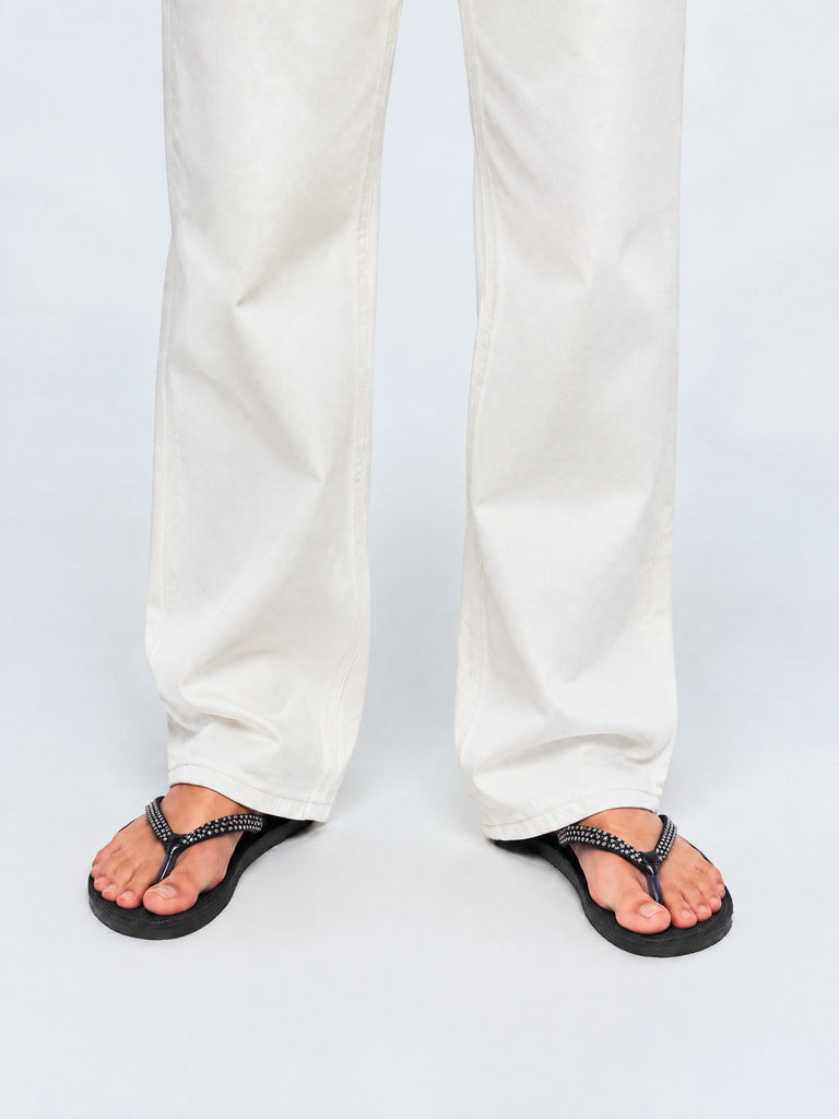 LUNA BLU Black Embellished Thong-Strap Flip-Flops