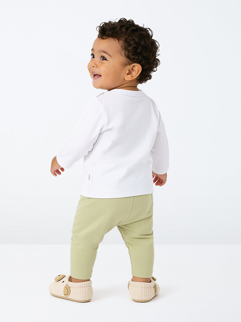 HOP Baby Boys Sage Printed Cotton T-Shirt with Pants Set