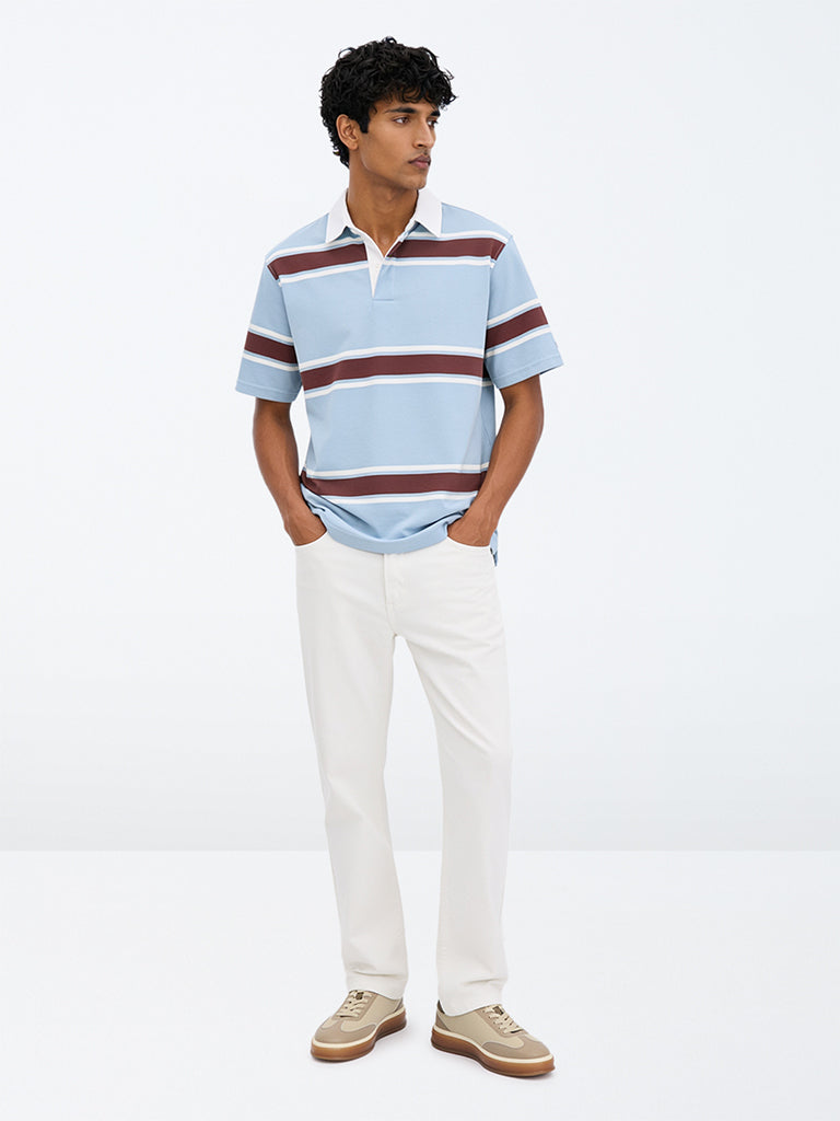 WES Casuals White Relaxed-Fit Mid-Rise Jeans