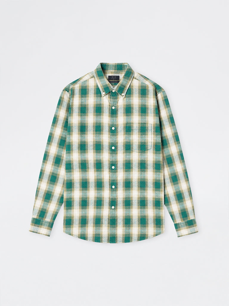 WES Casuals Green Checks Pattern Relaxed-Fit Shirt