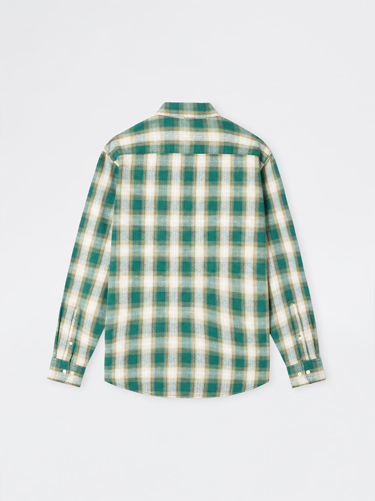 WES Casuals Green Checks Pattern Relaxed-Fit Shirt