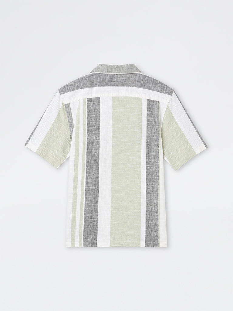 WES Casuals Multicolour Striped Relaxed-Fit Cotton-Blend Shirt