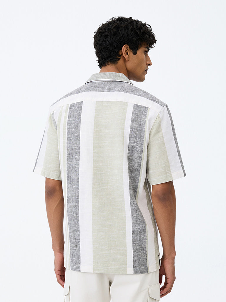 WES Casuals Multicolour Striped Relaxed-Fit Cotton-Blend Shirt