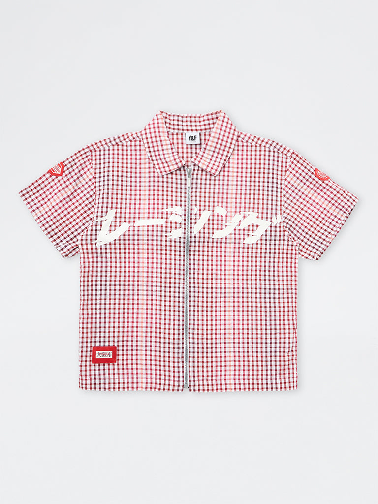Boys Red Checkered Cotton Shirt