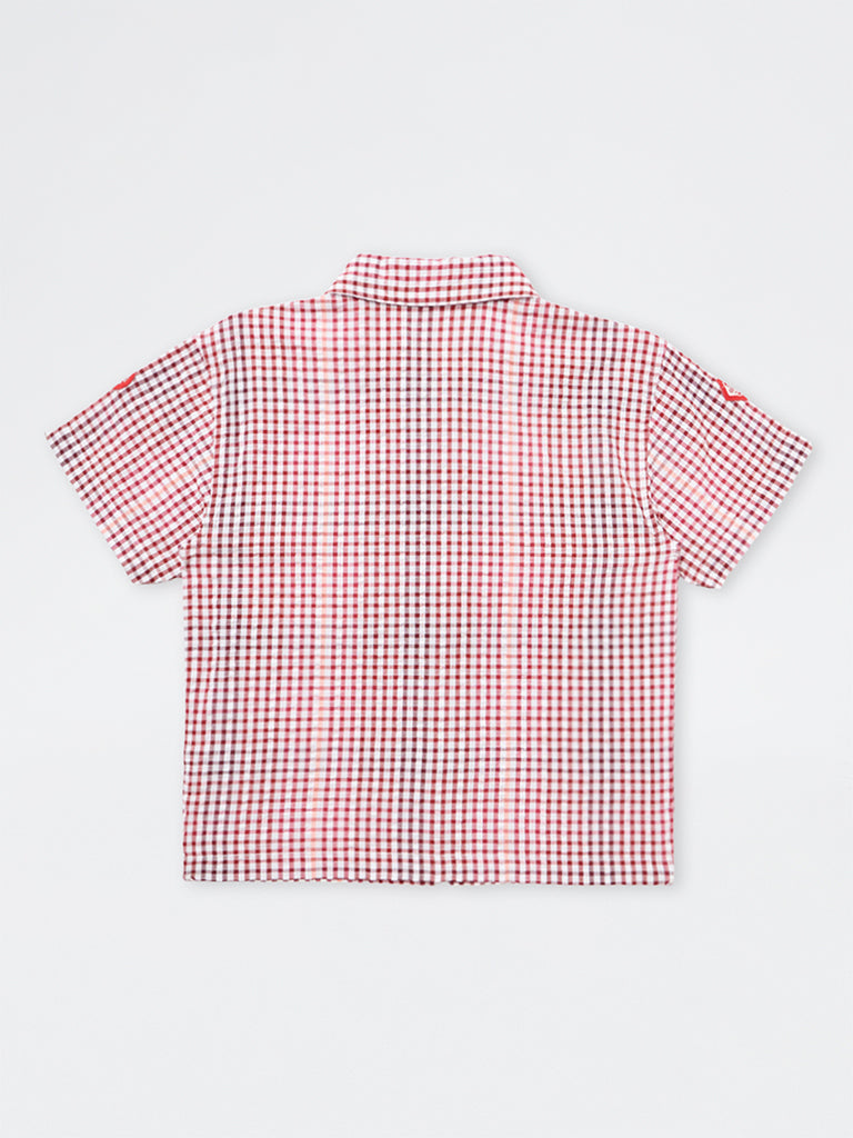 Boys Red Checkered Cotton Shirt