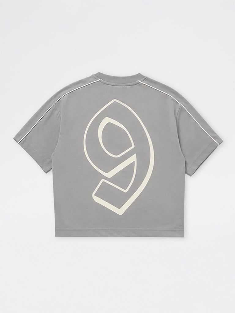 Boys Grey Graphic Printed T-Shirt