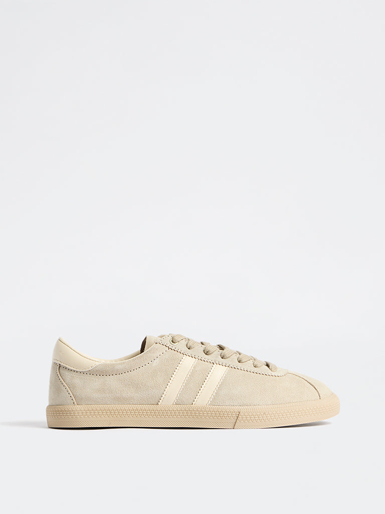 SOLEPLAY Beige Suede Lace-Up Sneakers