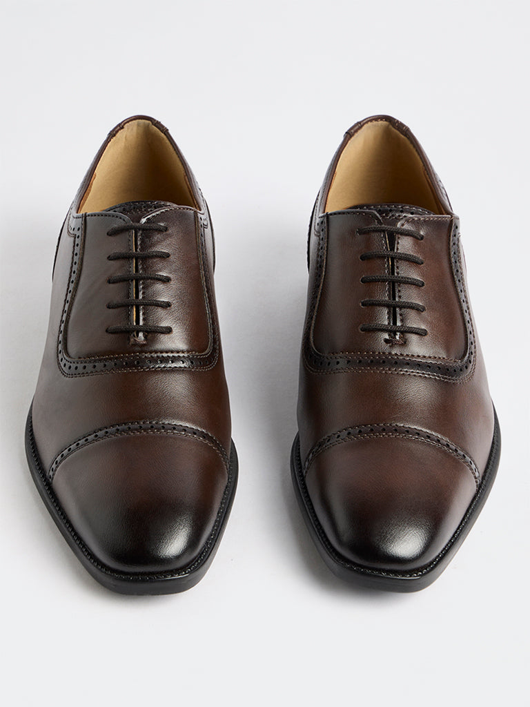 SOLEPLAY Dark Brown Solid Oxford Shoes