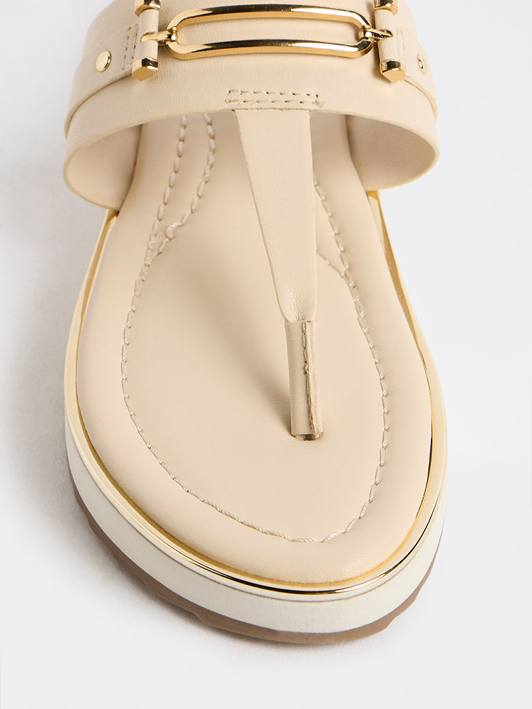 LUNA BLU Ivory Thong-Strap Sandals