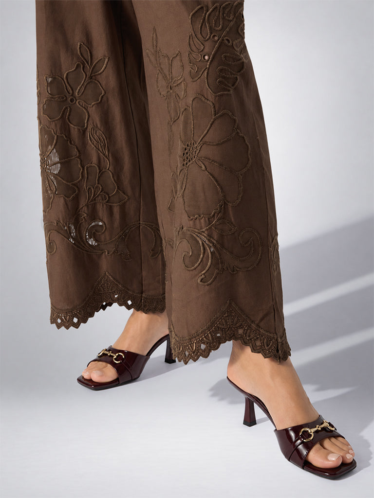 Embroidered Cotton Trousers