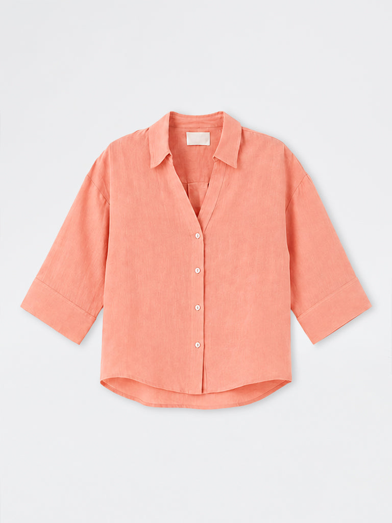 Pure Linen Easy Shirt - Peach