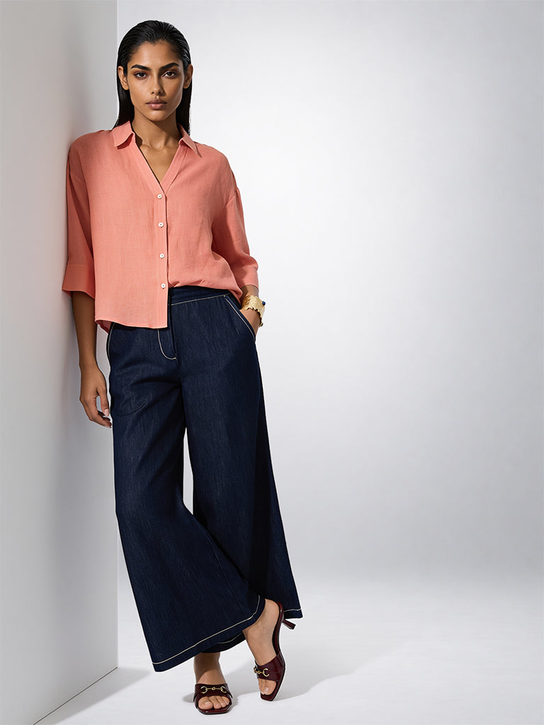 Pure Linen Easy Shirt - Peach