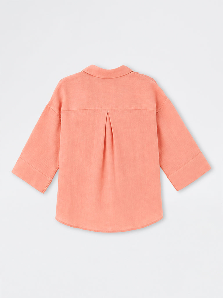 Pure Linen Easy Shirt - Peach