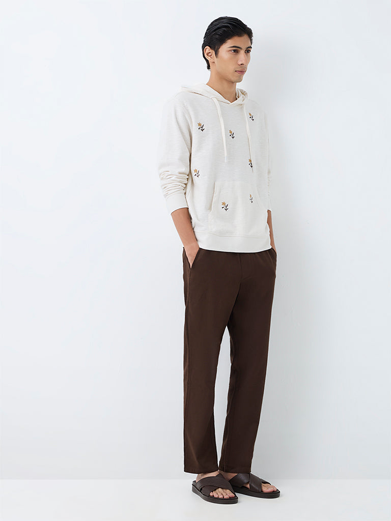 ETA Off-White Floral Embroidered Relaxed-Fit Cotton Sweatshirt