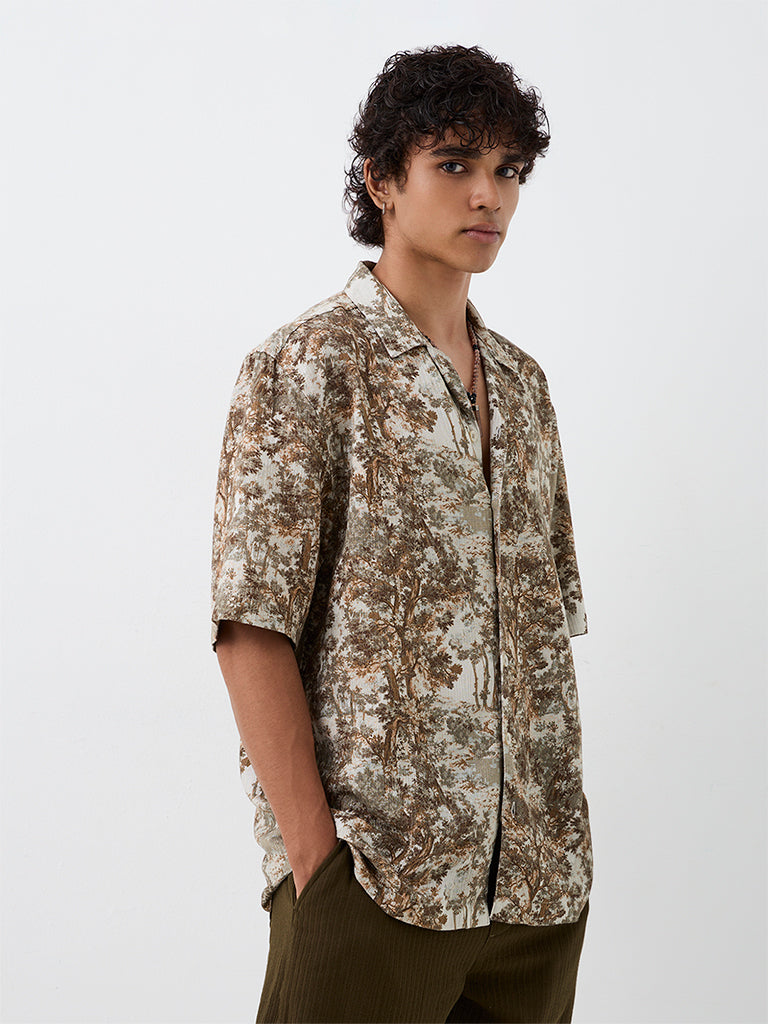 ETA Sage Foliage Printed Relaxed-Fit Shirt
