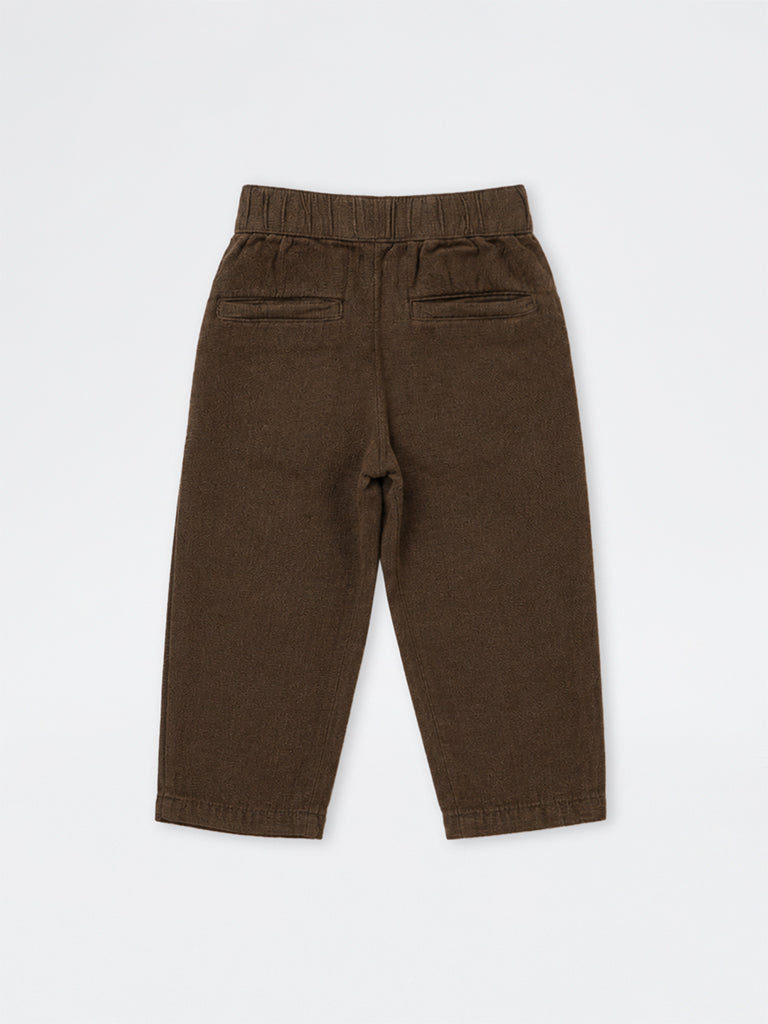 HOP Kids Boys Dark Brown Mid-Rise Cotton Trousers