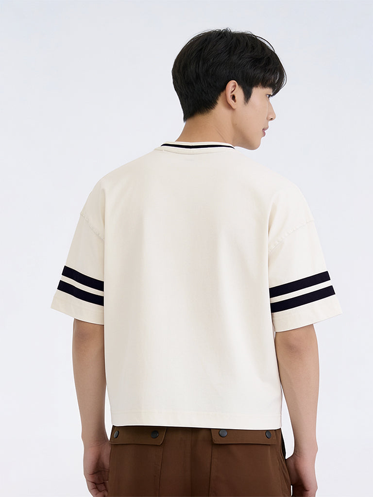 Boys Off-White Numerical Printed Cotton T-Shirt
