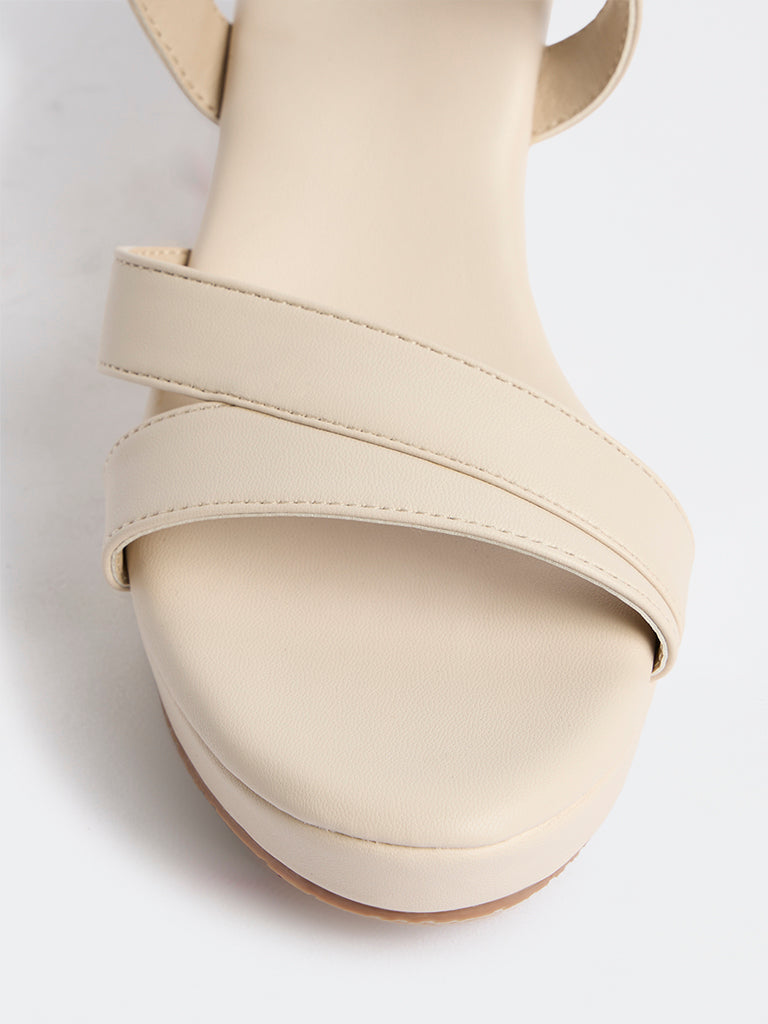LUNA BLU Ivory Multi-Strap Wedge-Heel Sandals