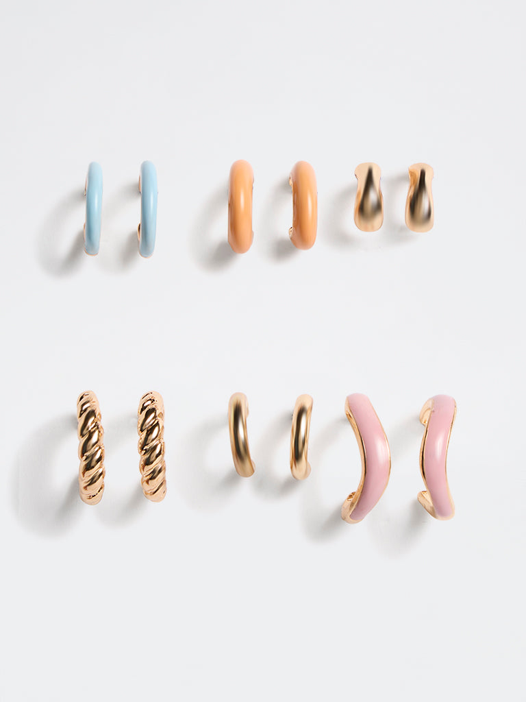 Westside Accessories Multicolour Hoop Earrings - Pack of 6