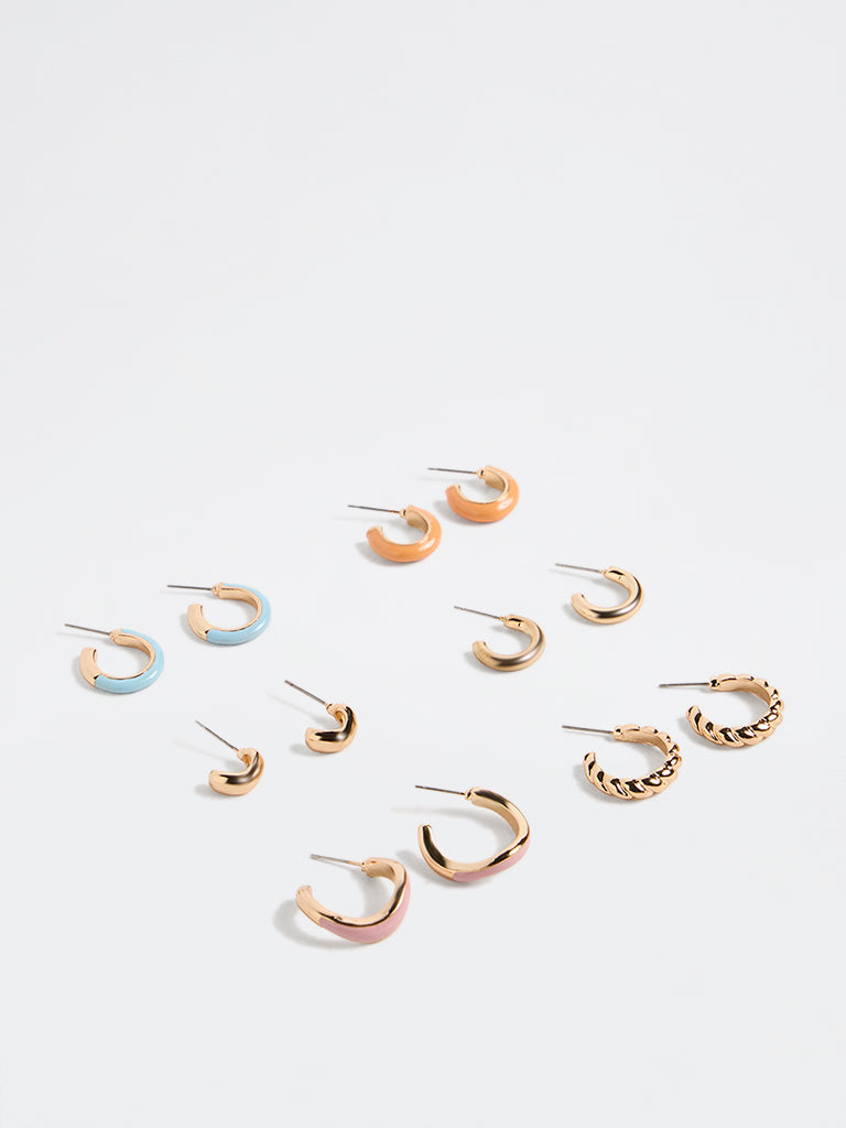 Westside Accessories Multicolour Hoop Earrings - Pack of 6