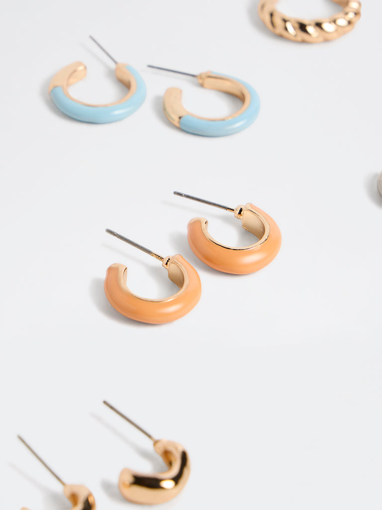 Westside Accessories Multicolour Hoop Earrings - Pack of 6