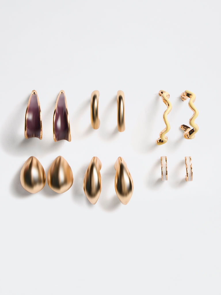 Westside Accessories Gold Hoop Earrings - Pack of 6