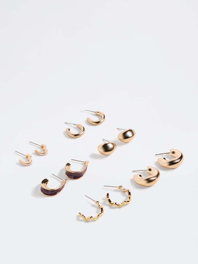 Westside Accessories Gold Hoop Earrings - Pack of 6
