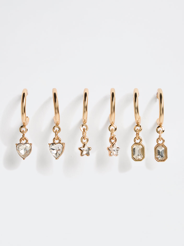 Westside Accessories Gold Multi Hoop Earrings - Pack of 3