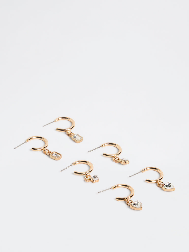 Westside Accessories Gold Multi Hoop Earrings - Pack of 3
