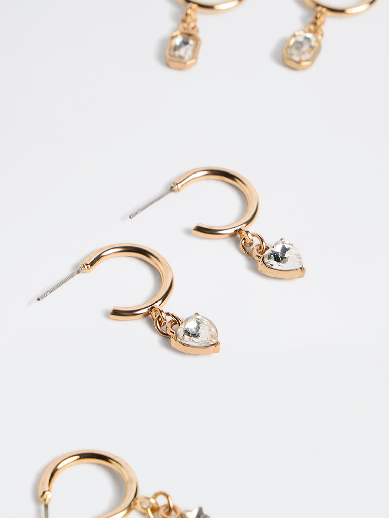 Westside Accessories Gold Multi Hoop Earrings - Pack of 3