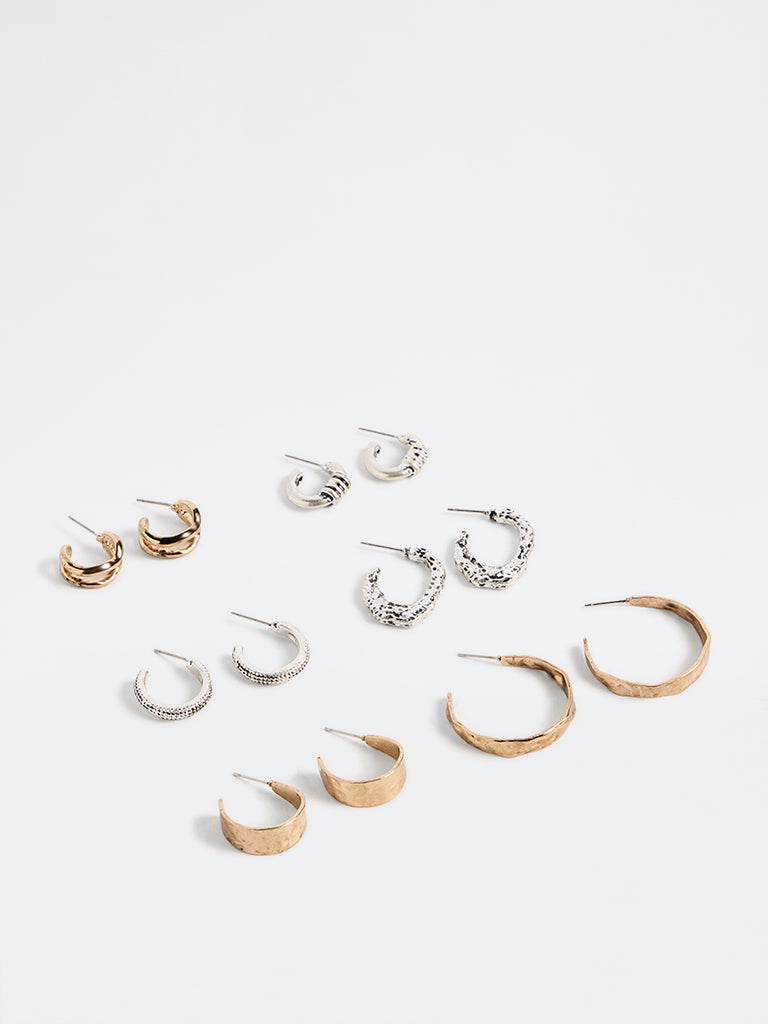 Westside Accessories Gold and Silver Multi Hoop Earrings - Pack of 6