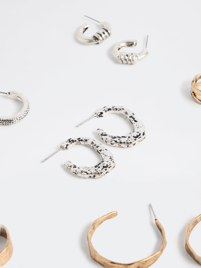 Westside Accessories Gold and Silver Multi Hoop Earrings - Pack of 6