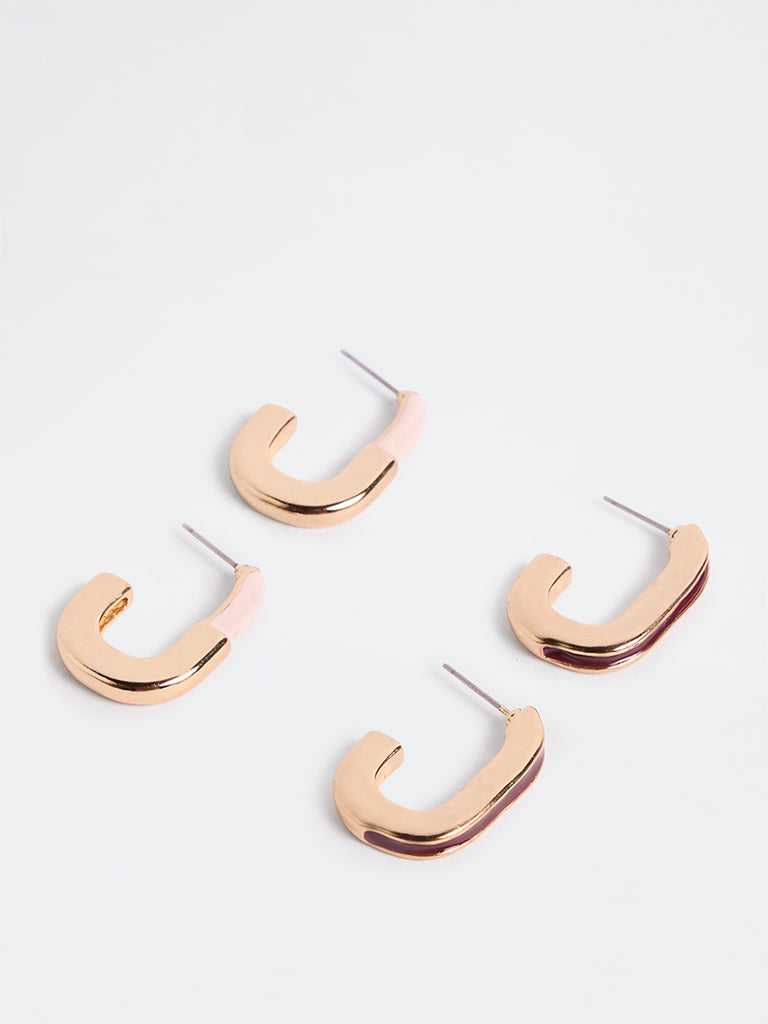 Westside Accessories Gold Multi Hoop Earrings - Pack of 2