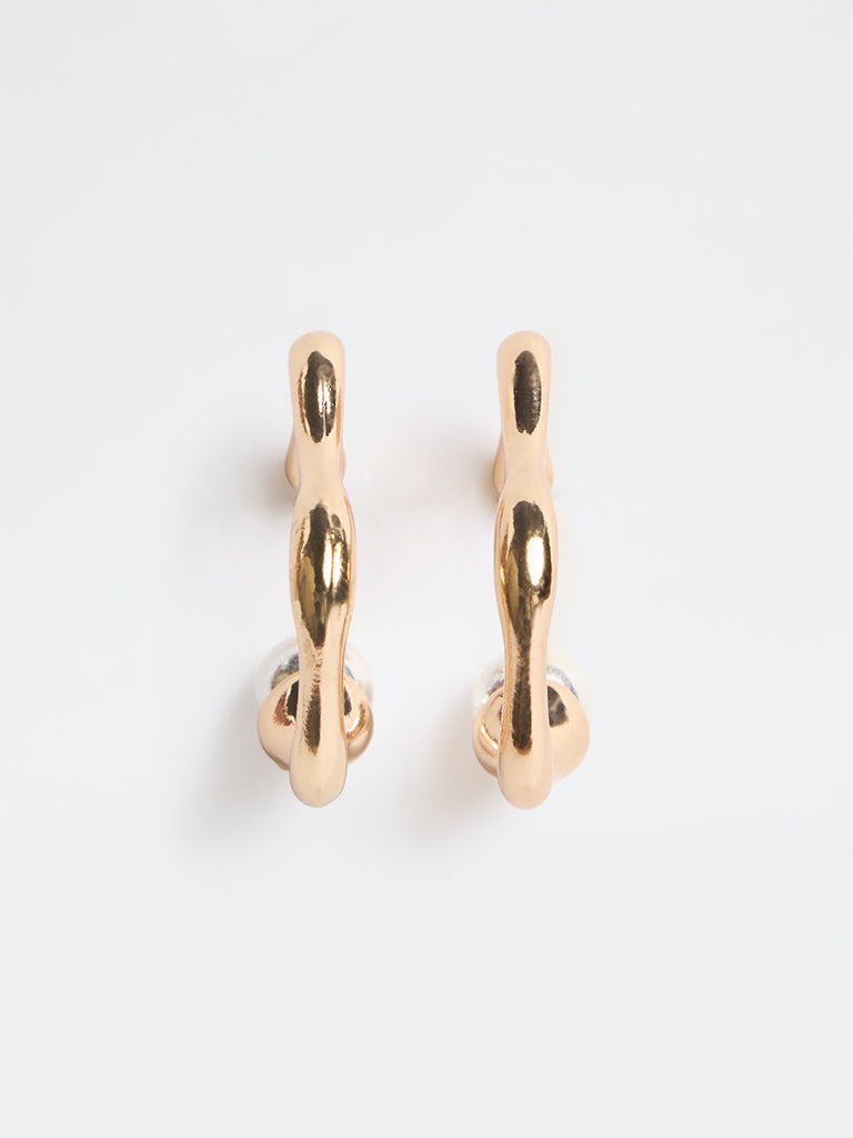 Westside Accessories Gold Wavy Statement Hoop Earrings