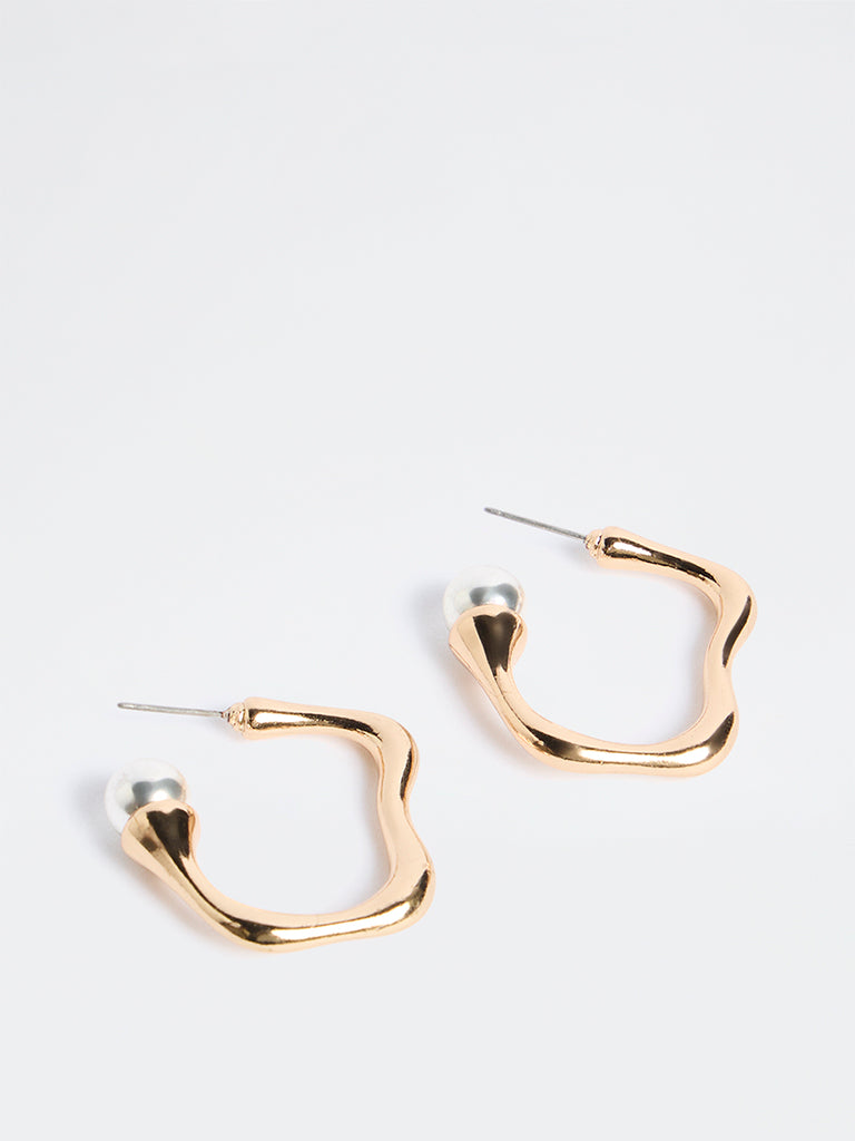 Westside Accessories Gold Wavy Statement Hoop Earrings