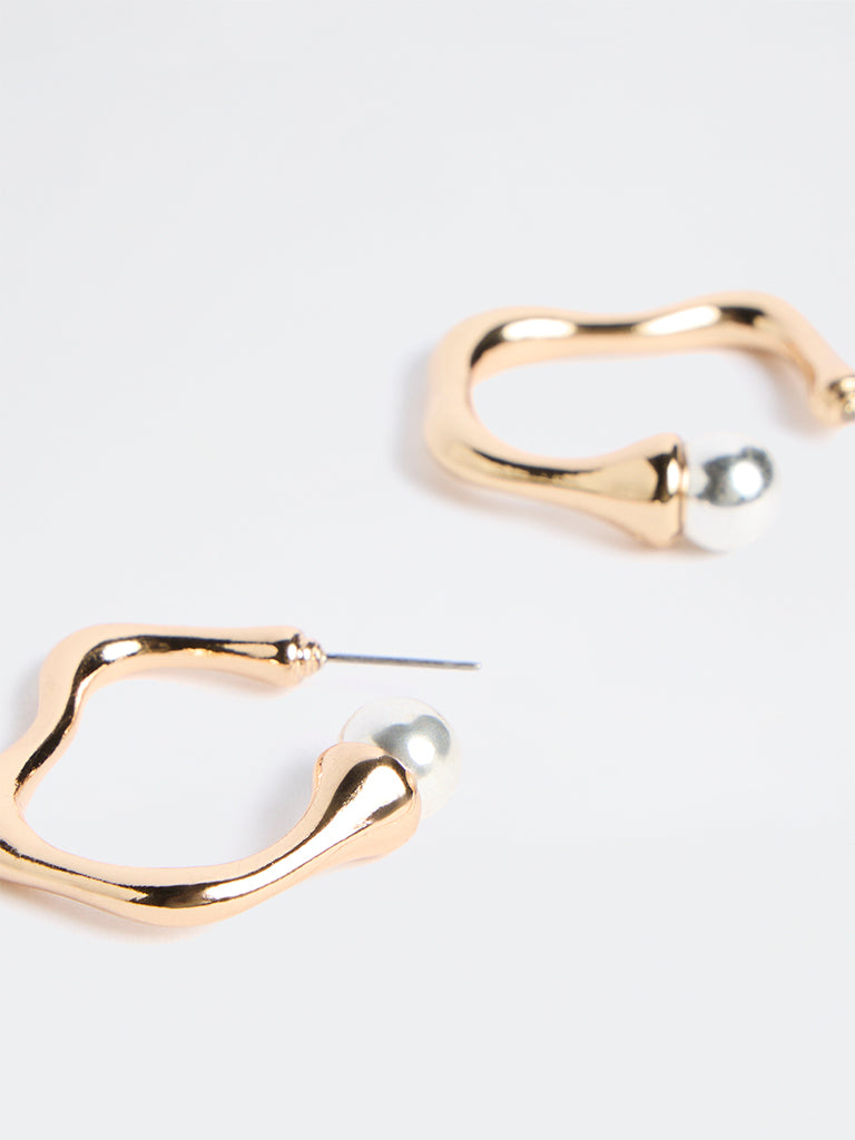 Westside Accessories Gold Wavy Statement Hoop Earrings