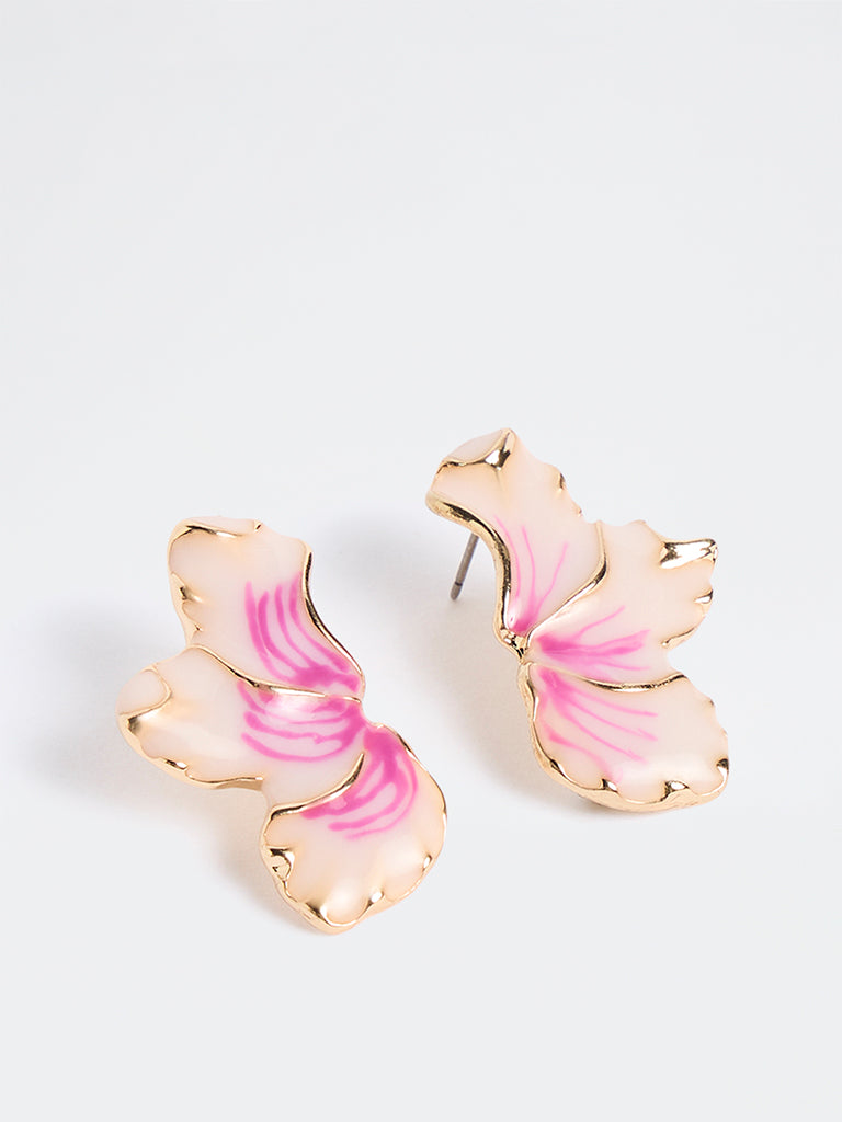Westside Accessories Pink Floral Statement Stud Earrings