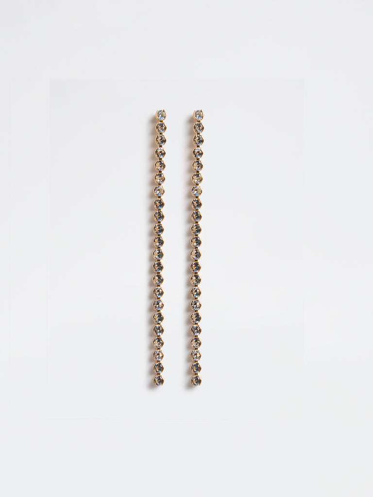 Westside Accessories Gold Tennis Chain Long Earrings