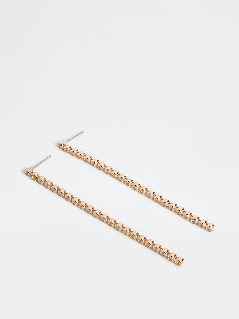 Westside Accessories Gold Tennis Chain Long Earrings