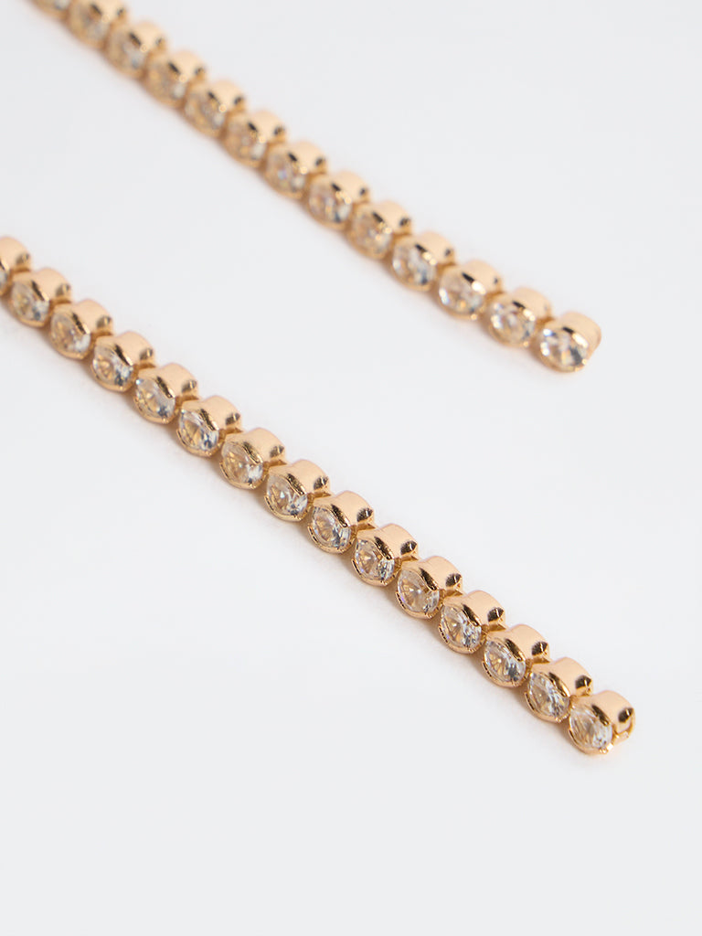 Westside Accessories Gold Tennis Chain Long Earrings