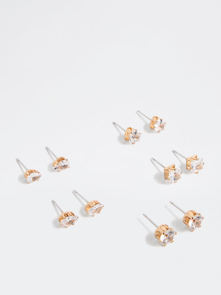 Westside Accessories Gold Stud Earrings - Pack of 5