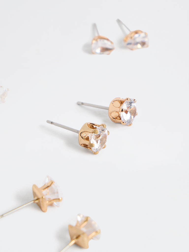 Westside Accessories Gold Stud Earrings - Pack of 5