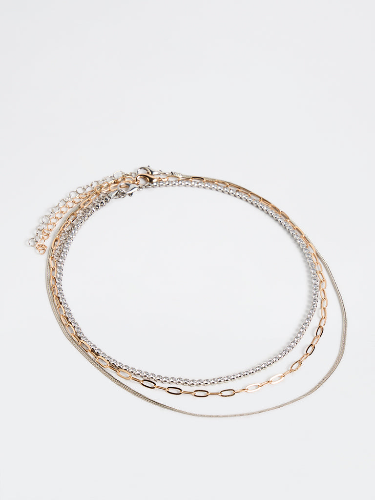 Westside Accessories Gold 3-Layered Tennis Chain Necklace