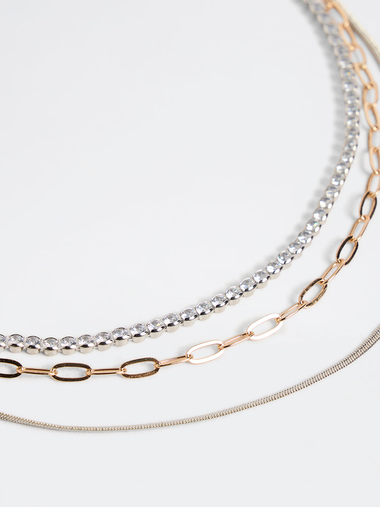 Westside Accessories Gold 3-Layered Tennis Chain Necklace