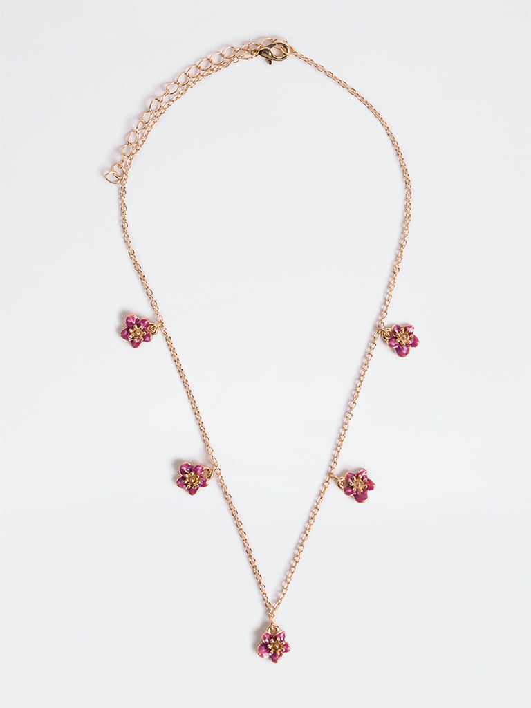 Westside Accessories Gold Floral Charm Chain Necklace