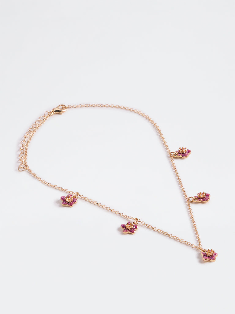 Westside Accessories Gold Floral Charm Chain Necklace