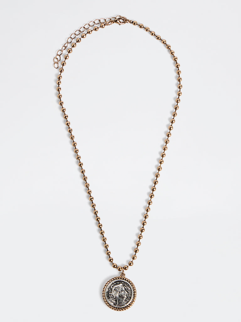 Westside Accessories Gold and Silver Vintage Coin Pendant Necklace
